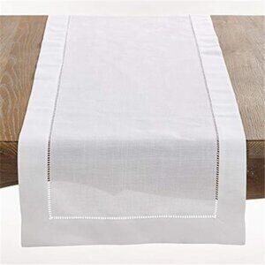 White Hemstitched Table Runner 16 by 120 Inches Polyester Dining Kitchen Decor